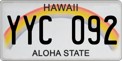 HI license plate YYC092