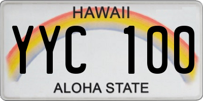 HI license plate YYC100