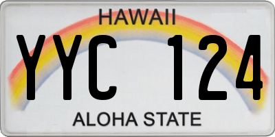 HI license plate YYC124
