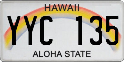 HI license plate YYC135