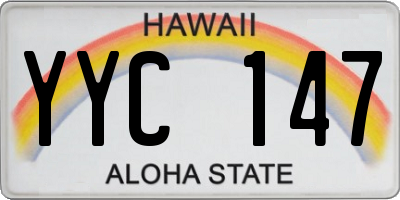HI license plate YYC147
