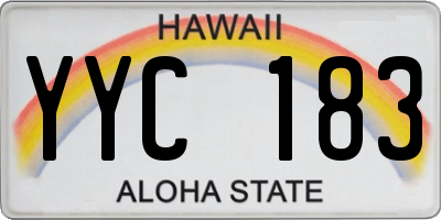 HI license plate YYC183