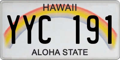 HI license plate YYC191