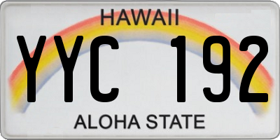 HI license plate YYC192