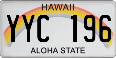 HI license plate YYC196