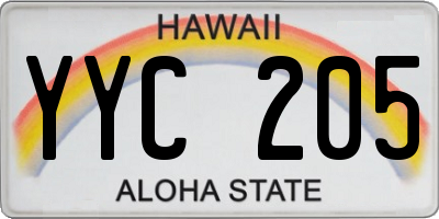HI license plate YYC205