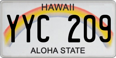 HI license plate YYC209