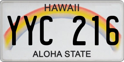 HI license plate YYC216