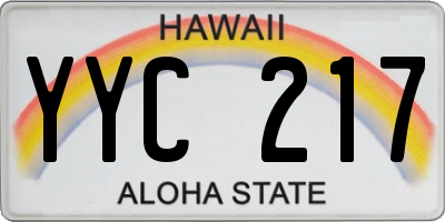 HI license plate YYC217