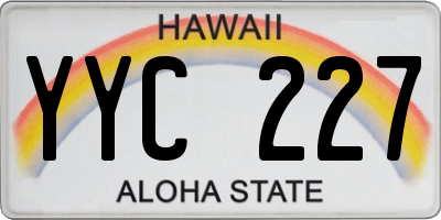 HI license plate YYC227