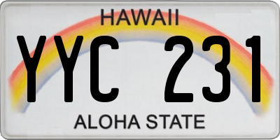 HI license plate YYC231