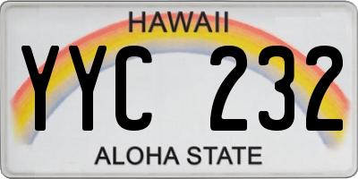 HI license plate YYC232