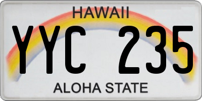 HI license plate YYC235