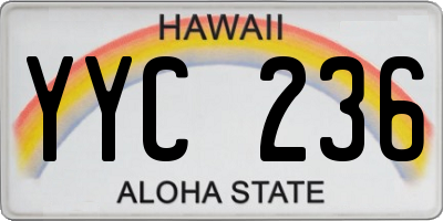 HI license plate YYC236