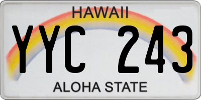 HI license plate YYC243