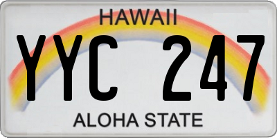 HI license plate YYC247