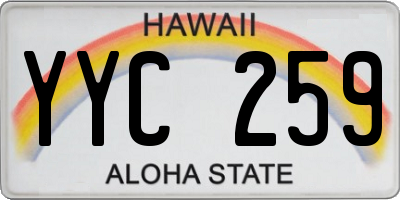 HI license plate YYC259