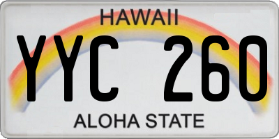 HI license plate YYC260