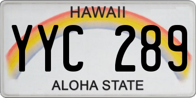 HI license plate YYC289