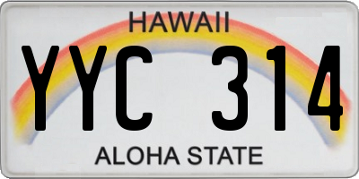 HI license plate YYC314