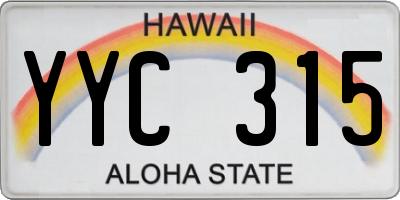 HI license plate YYC315
