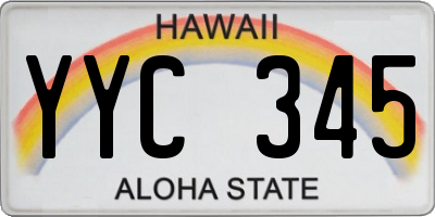 HI license plate YYC345