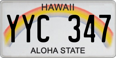 HI license plate YYC347