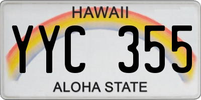 HI license plate YYC355
