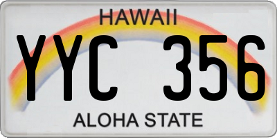 HI license plate YYC356