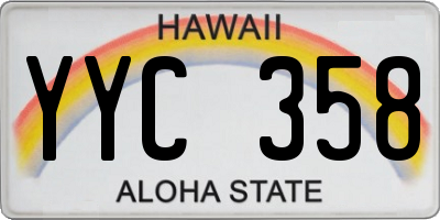 HI license plate YYC358