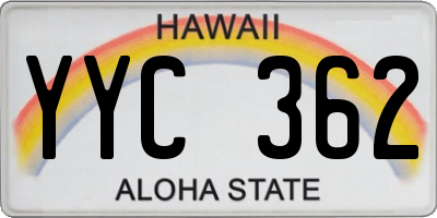 HI license plate YYC362