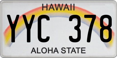 HI license plate YYC378