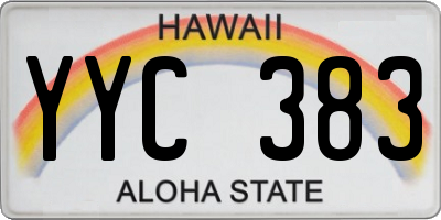 HI license plate YYC383