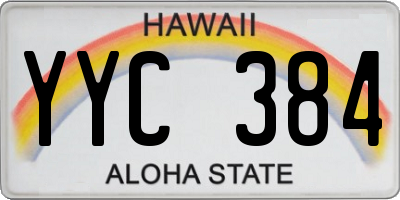 HI license plate YYC384
