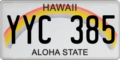 HI license plate YYC385