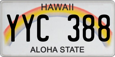 HI license plate YYC388