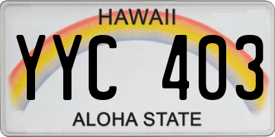 HI license plate YYC403