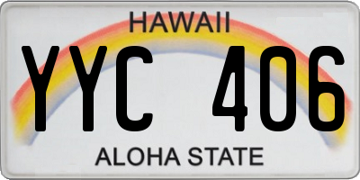 HI license plate YYC406
