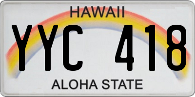 HI license plate YYC418