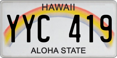 HI license plate YYC419