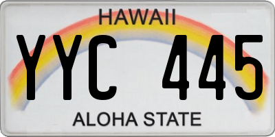 HI license plate YYC445