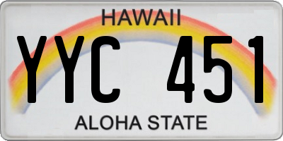 HI license plate YYC451