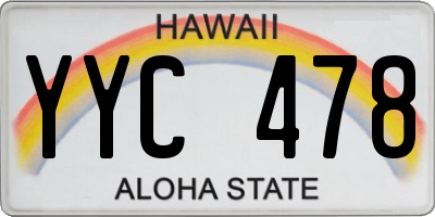 HI license plate YYC478