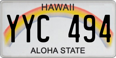 HI license plate YYC494