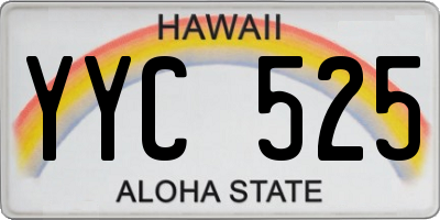 HI license plate YYC525