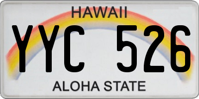 HI license plate YYC526