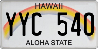 HI license plate YYC540