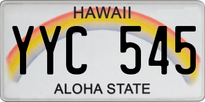 HI license plate YYC545