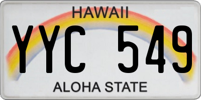 HI license plate YYC549