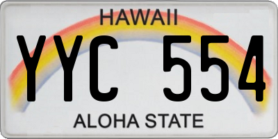 HI license plate YYC554